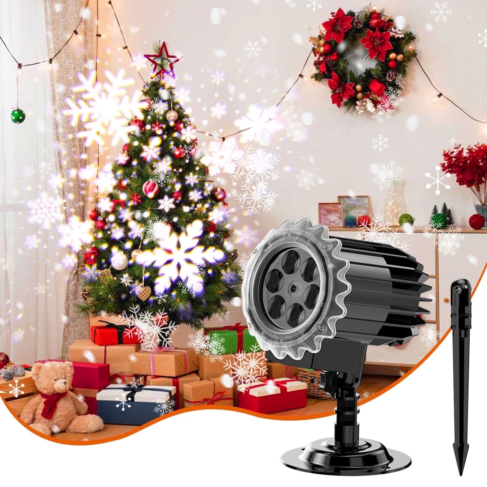 Outdoor High Brightness Snowflake Projection Light, Holiday Decoration Ambient Light, Christmas Halloween Laser Light, Light Show, Waterproof Function, Indoor Home, Christmas Gift, Wedding