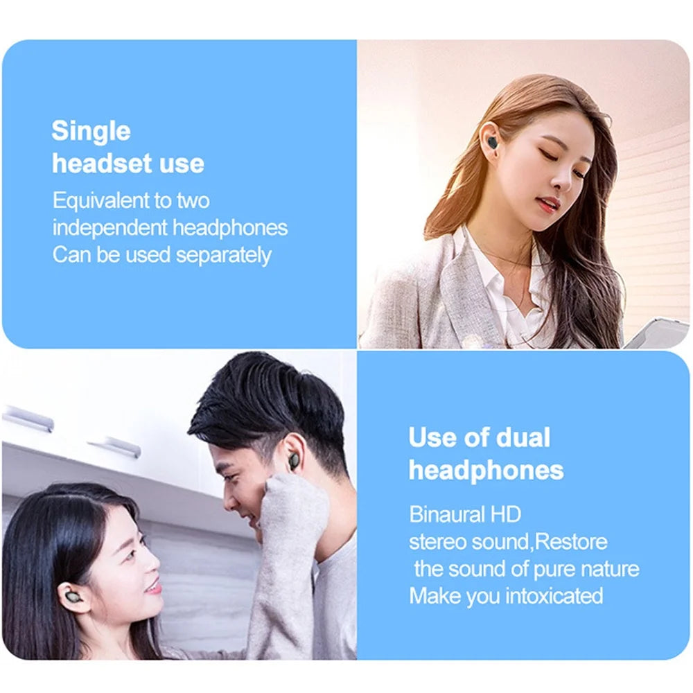 Earphones In-Ear Bluetooth Earbuds 3D Stereo Wireless Ear Pods with Charging Case IPX5 Anti-Sweat Earpiece