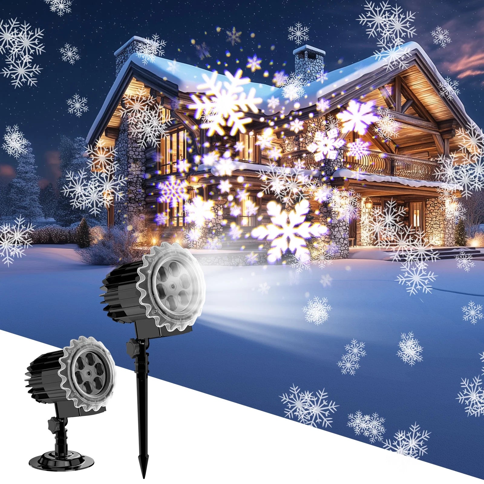 Outdoor High Brightness Snowflake Projection Light, Holiday Decoration Ambient Light, Christmas Halloween Laser Light, Light Show, Waterproof Function, Indoor Home, Christmas Gift, Wedding