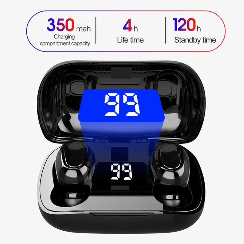 Earphones In-Ear Bluetooth Earbuds 3D Stereo Wireless Ear Pods with Charging Case IPX5 Anti-Sweat Earpiece