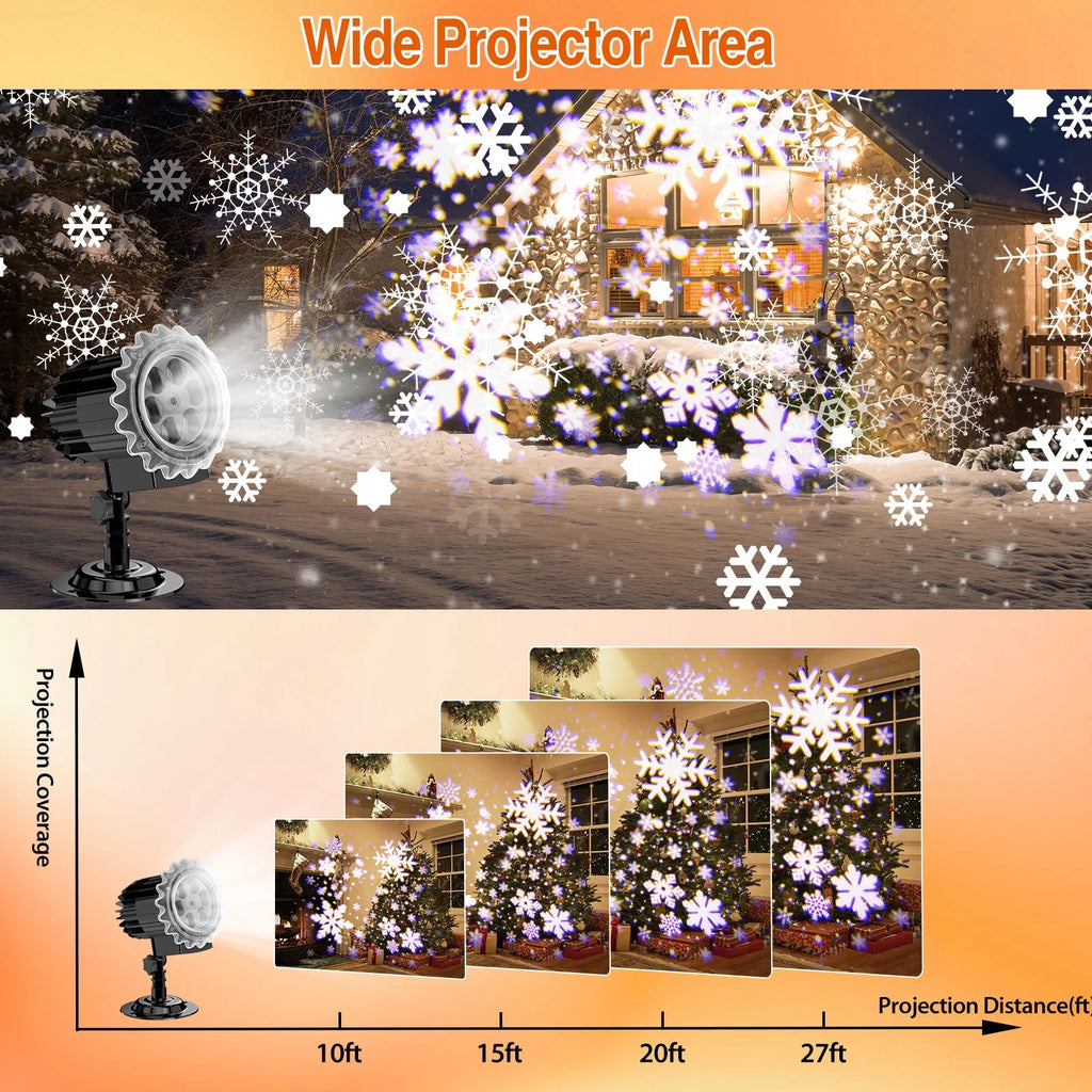 Outdoor High Brightness Snowflake Projection Light, Holiday Decoration Ambient Light, Christmas Halloween Laser Light, Light Show, Waterproof Function, Indoor Home, Christmas Gift, Wedding