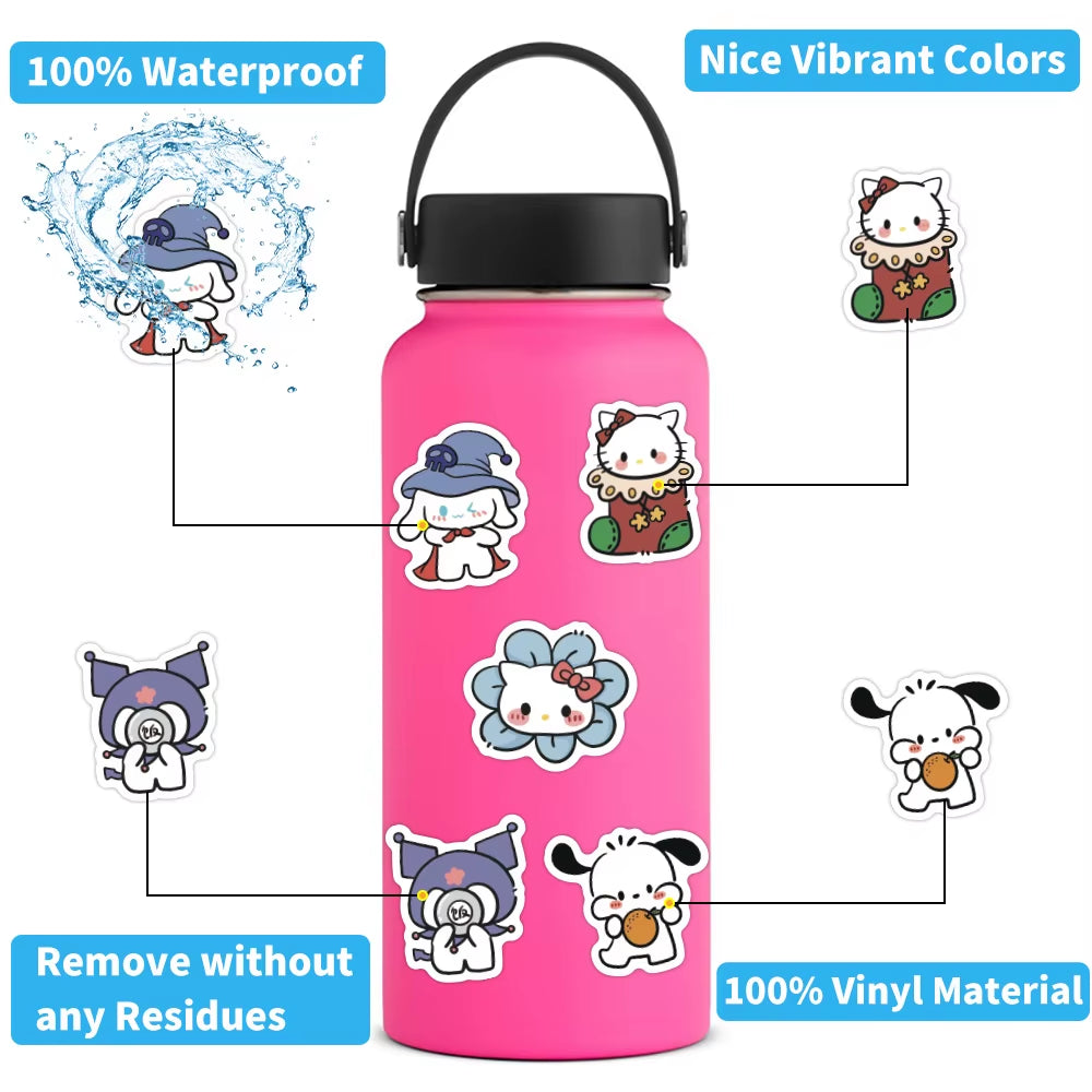 100/200/300Pcs Kawaii Sanrio Kuromi Melody Hello Kitty Stickers Laptop Mobile Phone Luggage Waterproof Cartoon Sticker Decals
