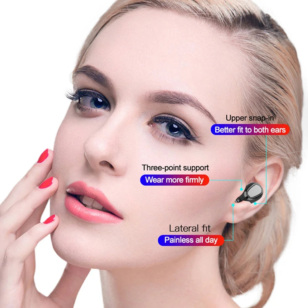 Earphones In-Ear Bluetooth Earbuds 3D Stereo Wireless Ear Pods with Charging Case IPX5 Anti-Sweat Earpiece