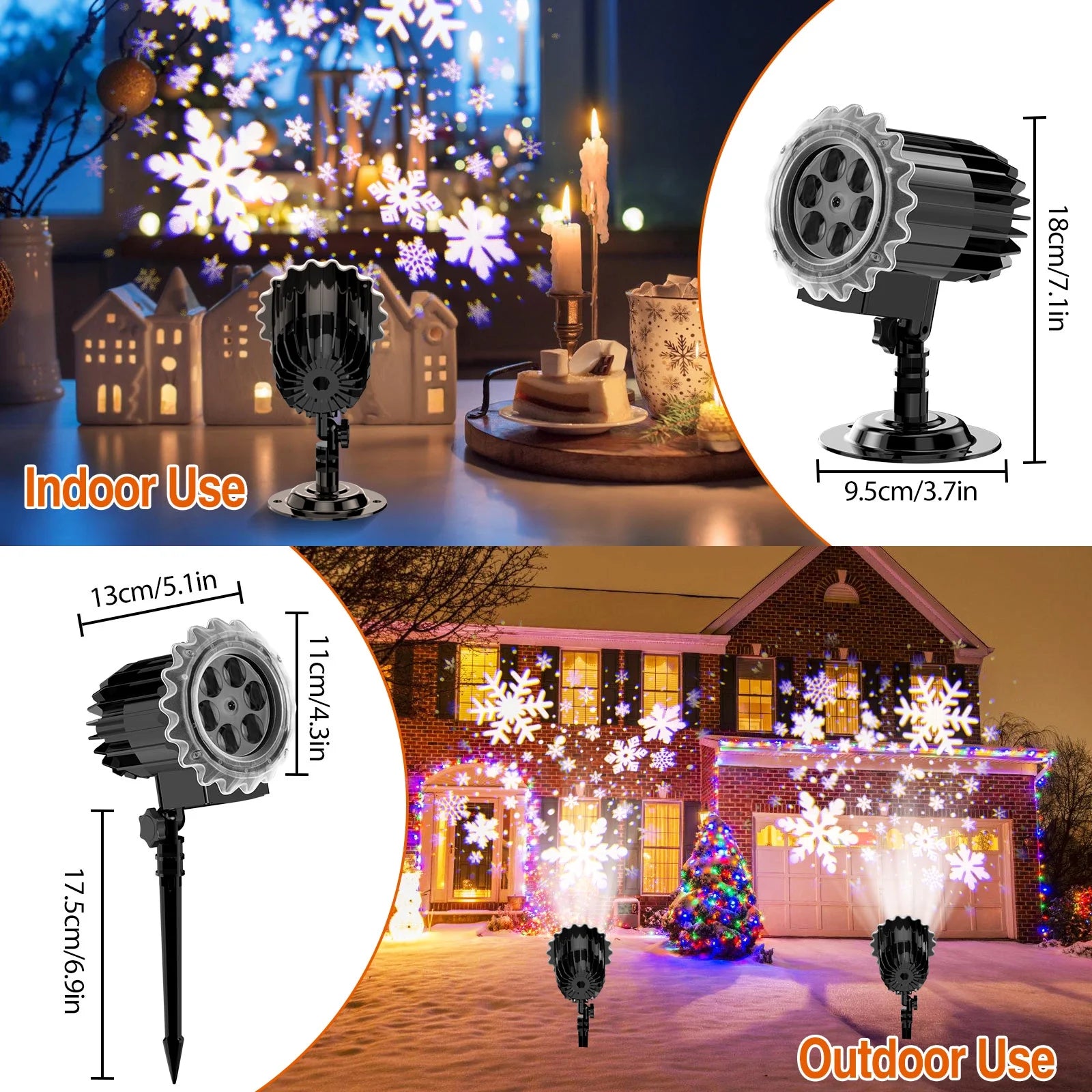 Outdoor High Brightness Snowflake Projection Light, Holiday Decoration Ambient Light, Christmas Halloween Laser Light, Light Show, Waterproof Function, Indoor Home, Christmas Gift, Wedding