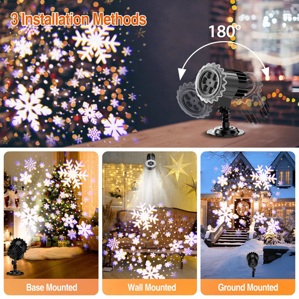 Outdoor High Brightness Snowflake Projection Light, Holiday Decoration Ambient Light, Christmas Halloween Laser Light, Light Show, Waterproof Function, Indoor Home, Christmas Gift, Wedding
