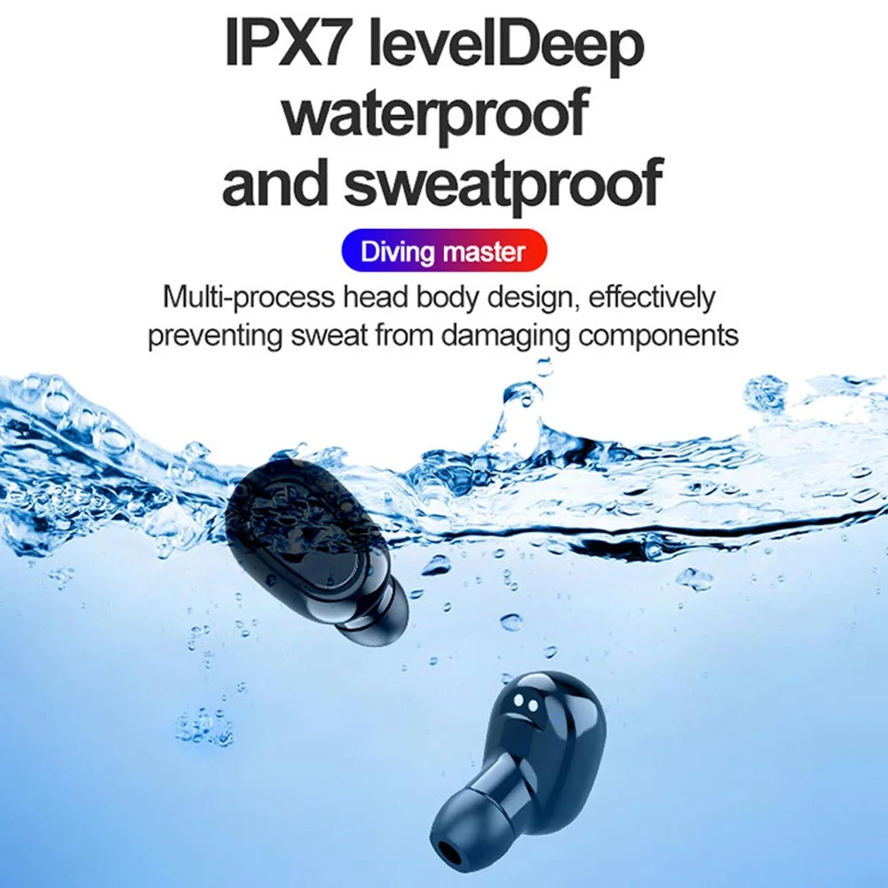 Earphones In-Ear Bluetooth Earbuds 3D Stereo Wireless Ear Pods with Charging Case IPX5 Anti-Sweat Earpiece