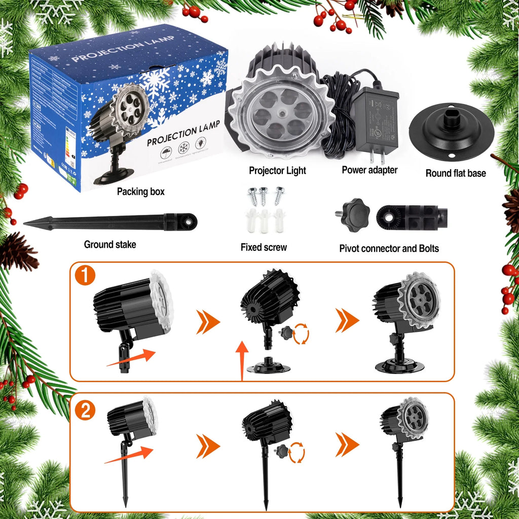 Outdoor High Brightness Snowflake Projection Light, Holiday Decoration Ambient Light, Christmas Halloween Laser Light, Light Show, Waterproof Function, Indoor Home, Christmas Gift, Wedding